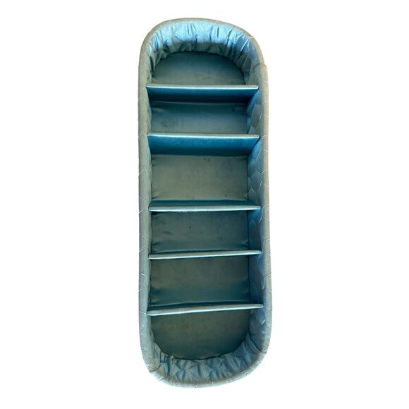 Set of 2 Vintage Quilted Blue Green Satin Dresser Vanity Storage Boxes - Picture 6 of 8